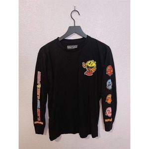 Pac-Man Long Sleeve Shirt Official Pac Man Namco PACMAN Men's Tee Black Size M